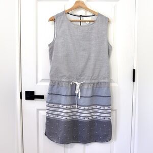 Caslon cotton lined Striped Sleeveless Drawstring Dress in denim Blue/White